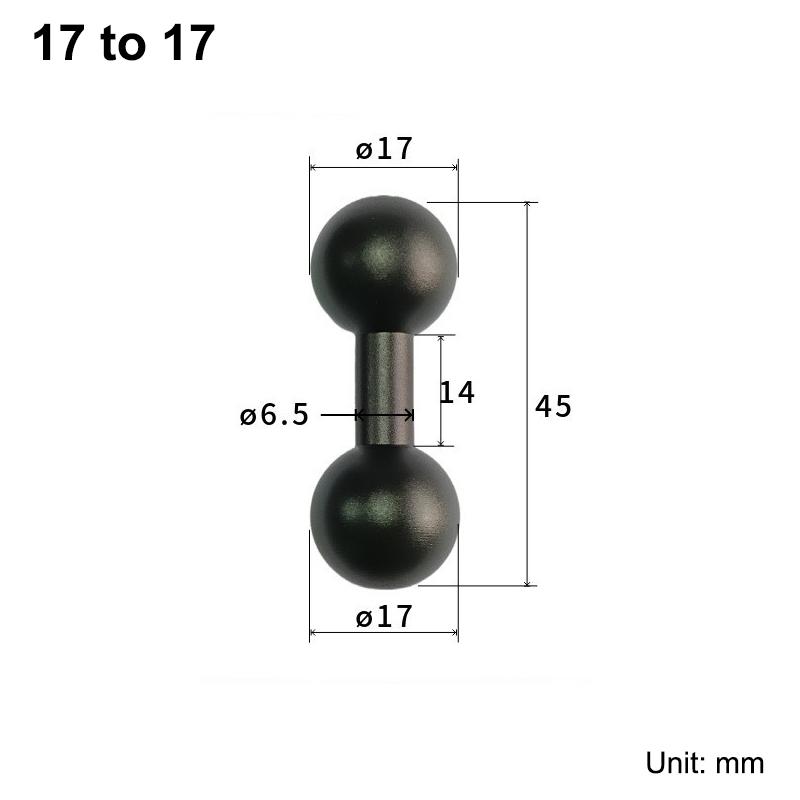 17Mm/20Mm/25Mm Aluminum Alloy Ball Head Double Ball Head Connecting Rod Motorcycle Camera Bracket Transfer Accessories