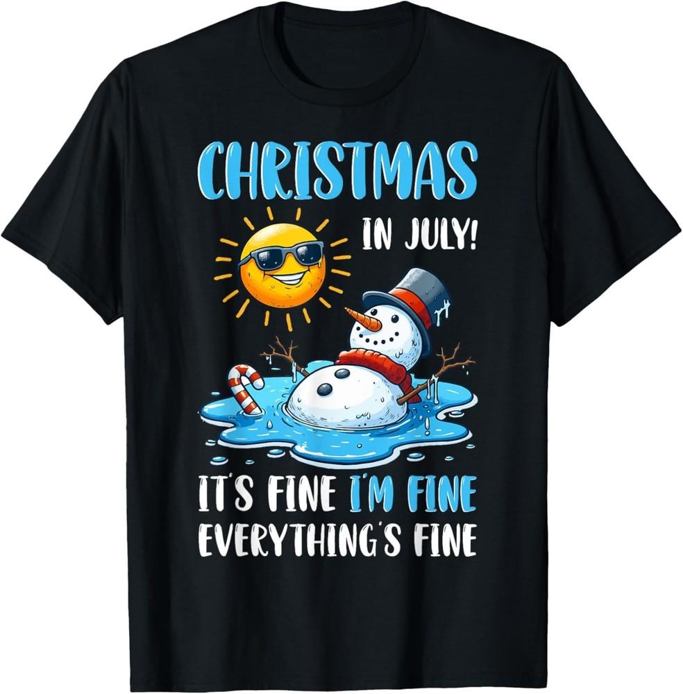 Silly Melting Snowman Summer Joke | Funny July Holiday Humor T-Shirt 3XL