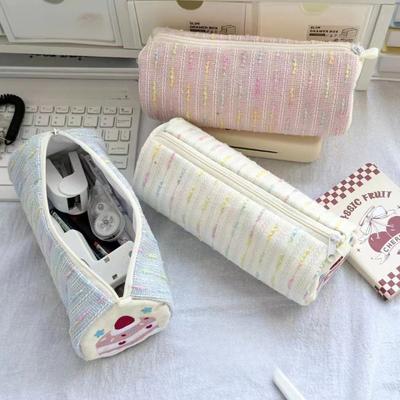 Niedliche Apfelstickerei Stifttasche Cartoon Federmäppchen Kawaii Aufbewahrungstasche Kosmetiktasche Koreanische Schreibwaren Schulbedarf Kindergeschenk