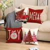 New Red Christmas Pillow Cover Linen Letter Print Pillow Living Room Decoration Sofa Cushion Cover