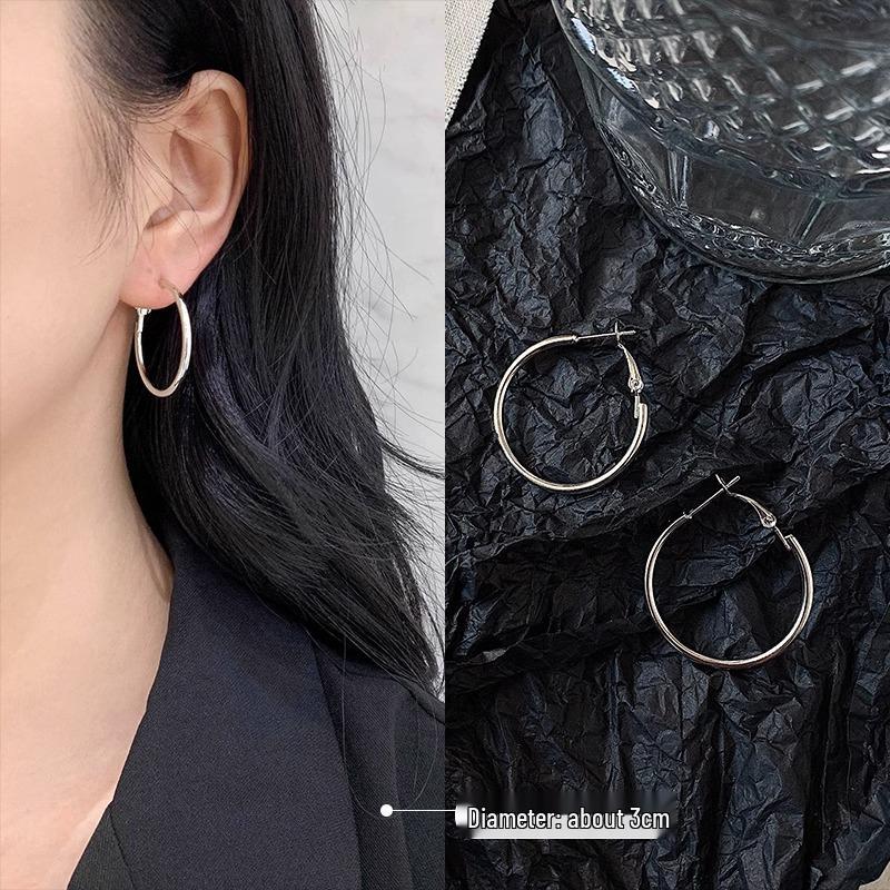 Sterling Silver Large Hoop Earrings for Women: 2025 Trendy European and American Style