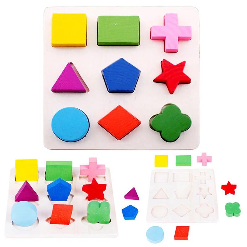 Discover Intime Unisex Montessori Wooden Peg Puzzles: Classic Shape Matching Toy Develops Fine Motor Skills, Focus & Shape Recognition