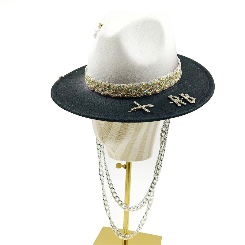 Women's Punk Straw Hat 2023 New Sun Hat Gold Chain Accessories Men's Jazz Hip Hop Summer Hat Punk Style Beach Hat Church Hat