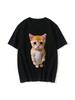 Fun Cat Print Wounisex's Anime Cat Print Fashion Casual T-Shirt Summer Cotton Harajuku Large Wounisex's Casual Round Neck T-Shirt