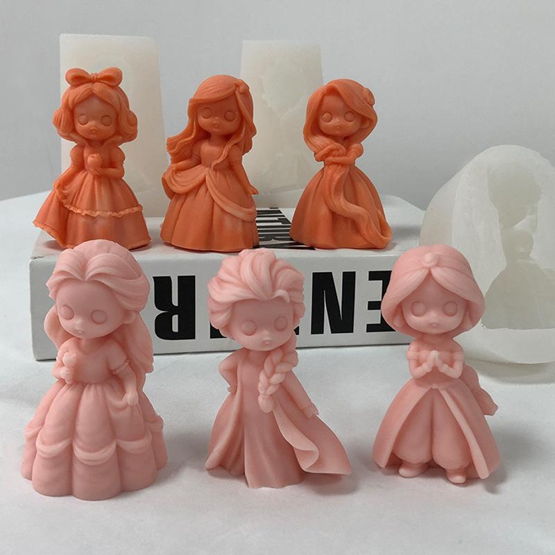 DIY Girl Doll Silicone mold 3D Princess Statue Resin Crafts Plaster mold Cute doll candle soap chocolate ice cube baking tools