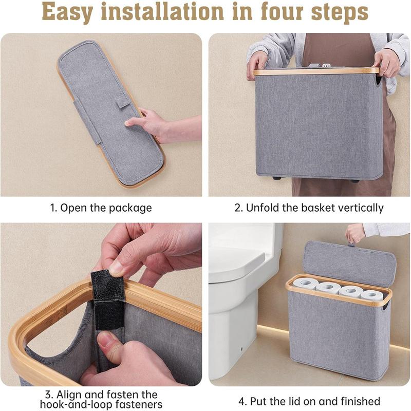 Toilet Paper Storage with Lid Large Capacity Bathroom Paper Holder Up to 12 Rolls Slim Toilet Paper Basket Holder Bin Container