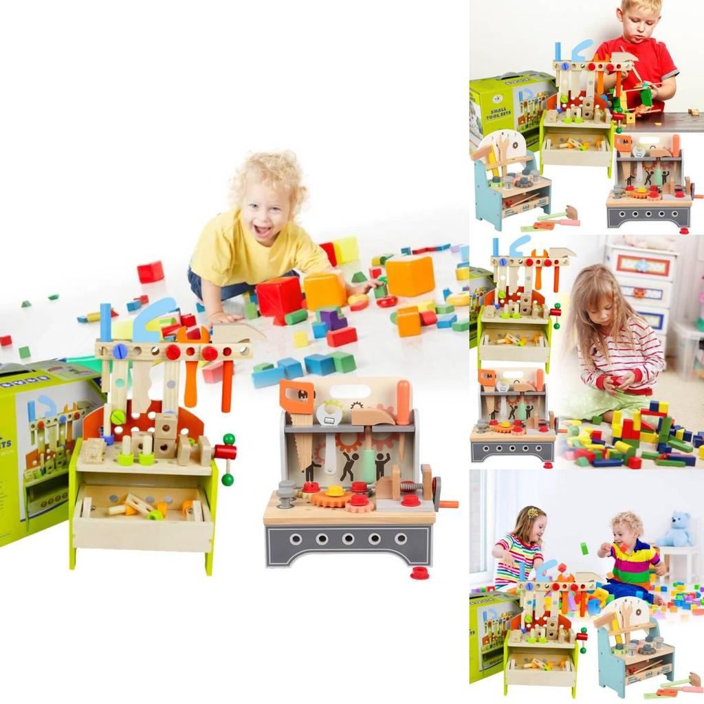 Colorful Wooden Tool Workbench Interactive Educational Toy For Children Age 4-6