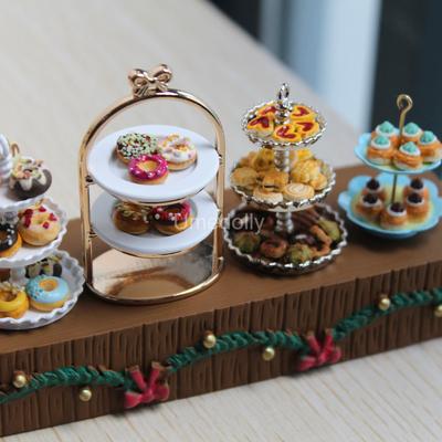 Maßstab 1/12 Miniatur Puppenhaus Kuchenständer Mini Donuts für BJD Essensspielzeug OB11 Puppenhaus Küchenzubehör Spielzeug