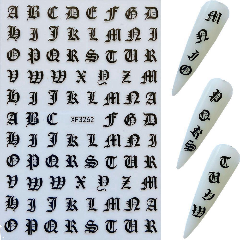 1pcs English Letter Nail Art Stickers, 3D Nail Decals DIY Nail Art Decorations, Nail Art Supplies