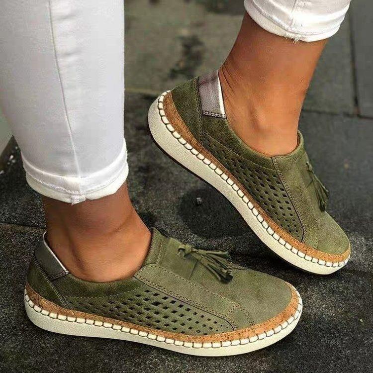 Independent station large size lace-up foot pedal two-color striped sole splicing fringed low-top single shoes women's shoes