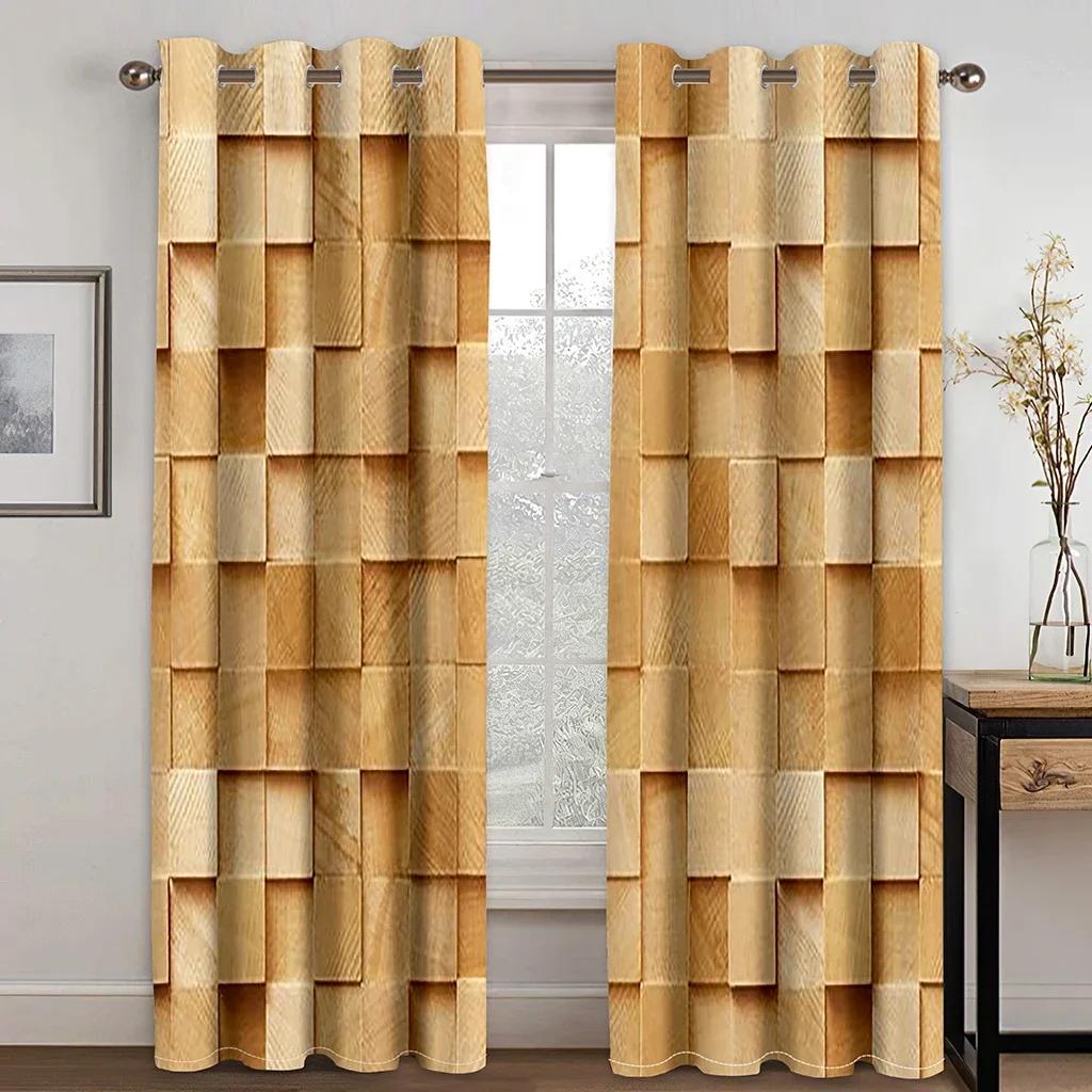 3D Black White Abstract Geometric Blocks Cube Red Window Curtains For Living Room Kids Bedroom Bathroom Kicthen Door Home Decor2