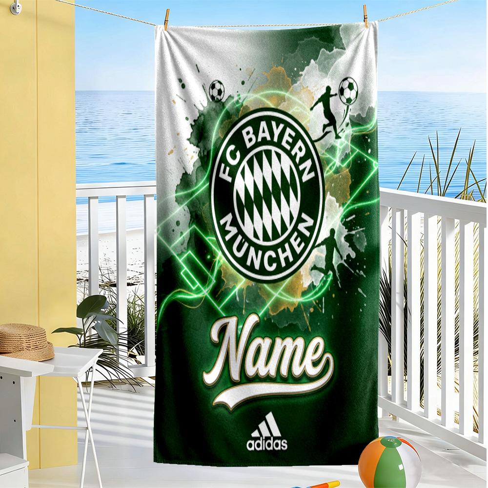 Fc Bayern Munich Fan Art Customize Your Name Beach Towel Soft Durable Quick-Dry