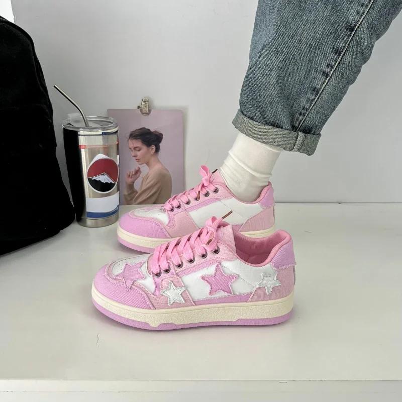 Spring and Autumn Fashion New Comfortable Breathable Platform  Lace-up Round Toe Sports Shoes Zapatos Mujer
