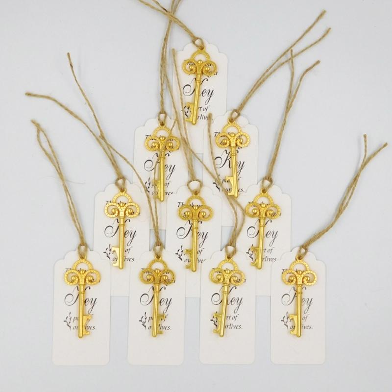 20pcs Skeleton Key Bottle Opener with Card Tag Bridal Shower Party-Favor Souvenir-Gift for Guests Wedding Party Decor
