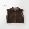 Vintage Unisex Kids Solid Sleeveless Cardigan Vest Casual Baby Outerwear