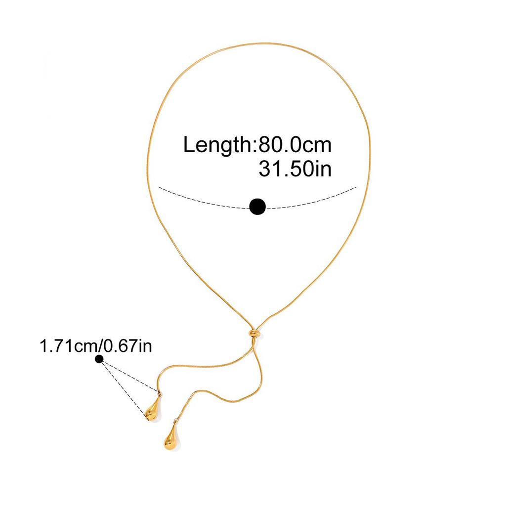 Yori Stainless Steel Minimalist Teardrop Pendant Adjustable Y Chain Tassel Necklace Waterproof Statement Jewelry Accessories