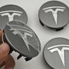 AGLNX1 4pcs 56mm Light Grey Car Wheel Center Cap Logo Badge Emblem For Tesla Original Hub Caps Model 3 Model Y Model S X Accessories