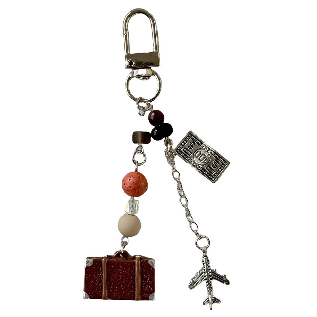 Vintage Style Airplane Charm Phone Strap Adjustable Length Suitcase Pendant for Personalized Fashion and Versatile Use