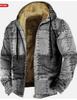 Veste d'hiver rétro pour homme en coton doublée polaire avec capuche et fermeture éclair