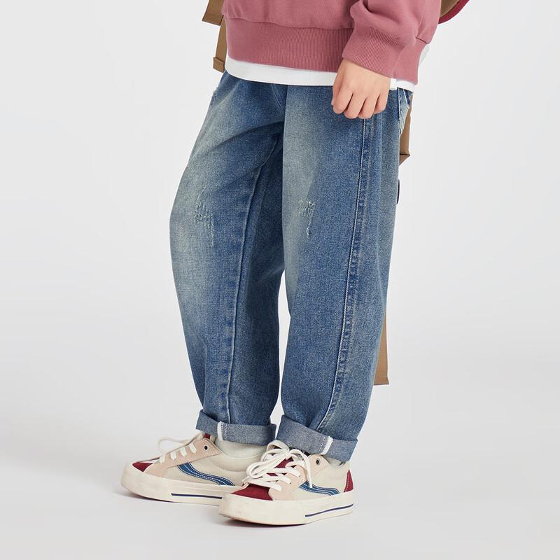 Boys  Spring Autumn Washed Denim Straight-Leg Jeans 110