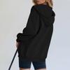 Women's Fashionable Loose Casual Cardigan Button Drawstring Hooded Sweatshirt