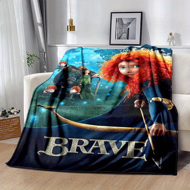 1pc Brave Printing Blanket - Soft, All-Season Throw for Living Room, Beroom,Personalize Gift with Aorable Cartoon esign