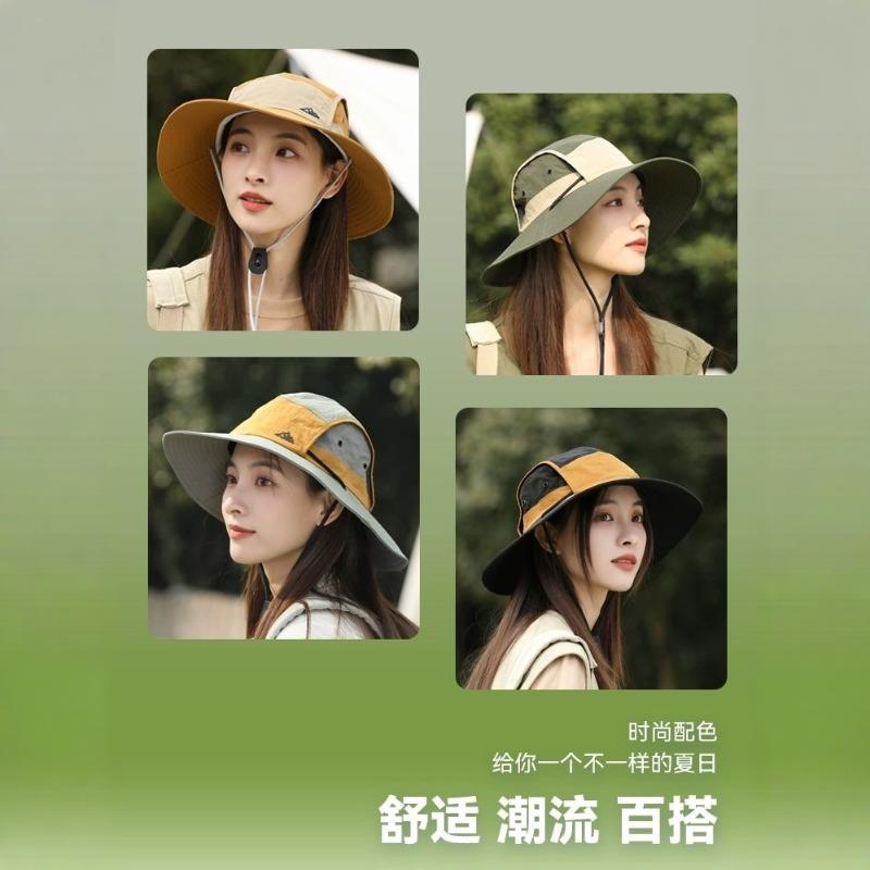 New Color Matching Sunshade Outdoor Quick Drying Bucket Hat Women's Big Eaves Mountaineering Hat Summer Sun Protection Hat UV Protection