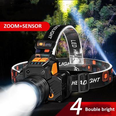 Super Bright LED Headlamp Fishing Headlight Portable Flashlight ZOOM Sensor Rechargeable Outdoor Waterproof Camping Hunting Headlamp
