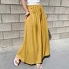 Women Pants Solid Color Side Pockets Temperament Elastic Waist Wide Leg Trousers Streetwear