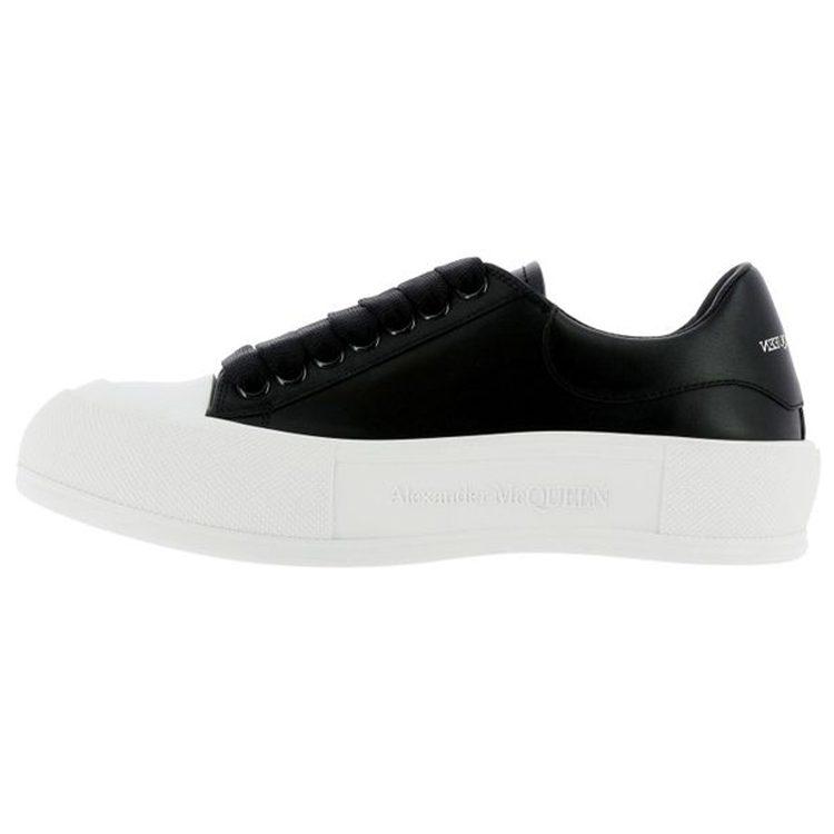 Alexander Mcqueen Deck Plimsoll Lace Up Sneakers 'Black White' Women's 667245WIAB61070