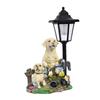 Realistic Resin Dog Garden Ornament with Solar Light Hand Painted Animal Figurine for Yard and Patio Outdoor Decoration