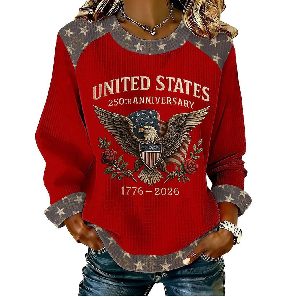 Women's Fashion Casual Long-Sleeve Round-Neck Print Pullover Knit Top