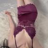 Satin Embroidered Lace Plus Chest Pad Slim Suspender Nightdress Belt Robe Women's Loungewear Set