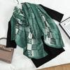 New simple checkerboard printing imitation velvet long scarf silk scarf women's fashion autumn and winter warm thin shawl
