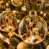 Bulk Decorative Baubles Clear Christmas Ball Ornaments, Acrylic Hanging Decoration with Gingerbread House Small Gifts Reindeer Santa Tree Inside