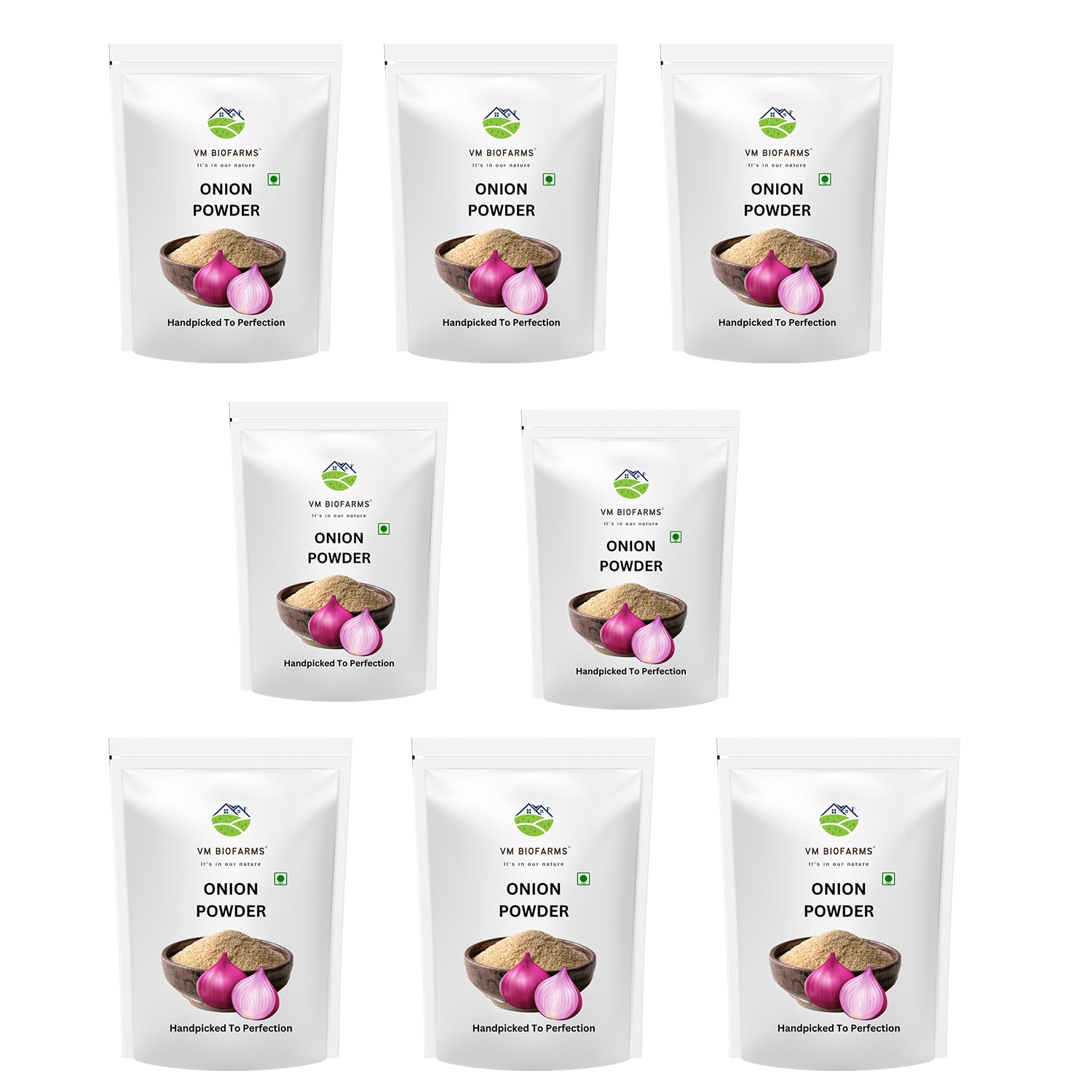 VM Biofarms Onion Powder | All-Natural Dehydrated Onion Powder for Cooking, Seasoning & Flavor Enhancement | Pack of 8x100 Grams Each