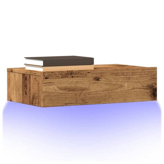 VidaXL Meubles TV avec éclairage LED 2 pcs vieux bois 60x35x15,5 cm, banc TV, meuble hifi, centre de divertissement, buffet 856344