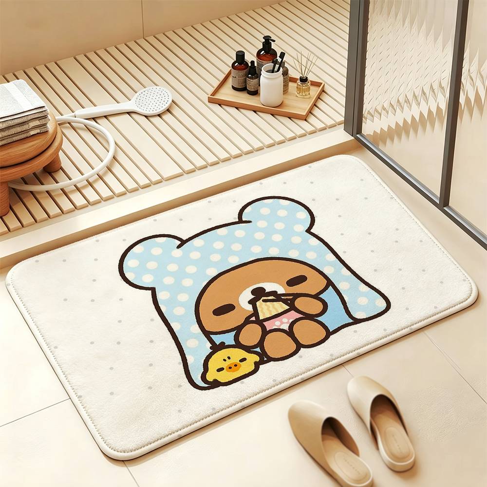So Lovely R-Rilakkuma-S bear Anti‑Slip Floor Mat Short Plush Rug mat Soft Comfortable Machine Washable Home Decor
