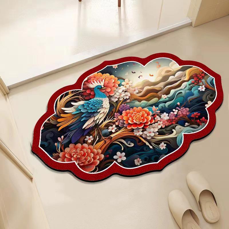 Chinese Floral Diatomaceous Earth Non-Slip Quick-Dry Floor Mat