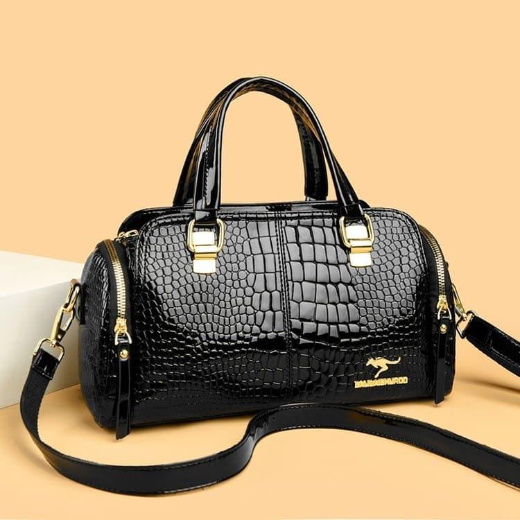 Крокодиловая сумка Boston Hand Crossbody чёрный