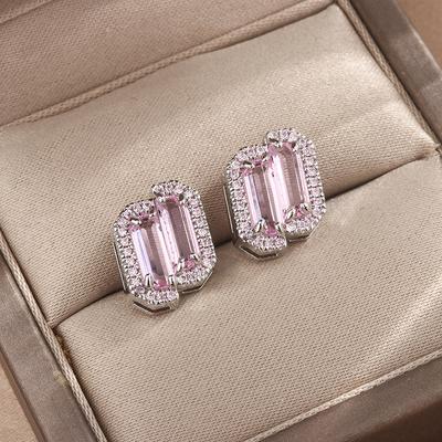 Heißer Verkauf Neue Blau Weiß Lila Zirkonia Ohrringe Mode-Accessoire Ohrringe für Braut Braut Frauen Rosa Diamant Ohrringe