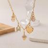 Trendy 18K Gold Stainless Steel Heart Pendant Necklace with Pearl