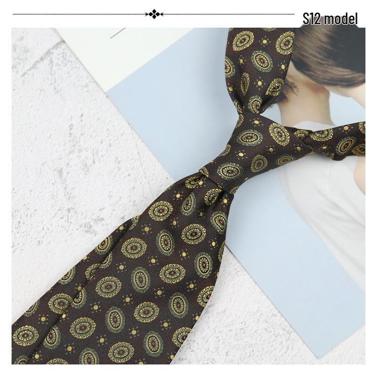 Maillard Style 8CM Retro Beige Coffee Champagne Tie - Korean Casual and Formal Fashion for Men