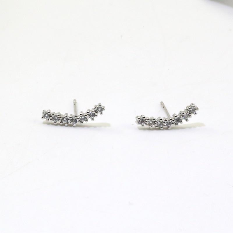 925 Sterling Silver Jewelry Fashion Crystal Star Stud Earrings For Women Romantic Brincos Pendientes Eh1288