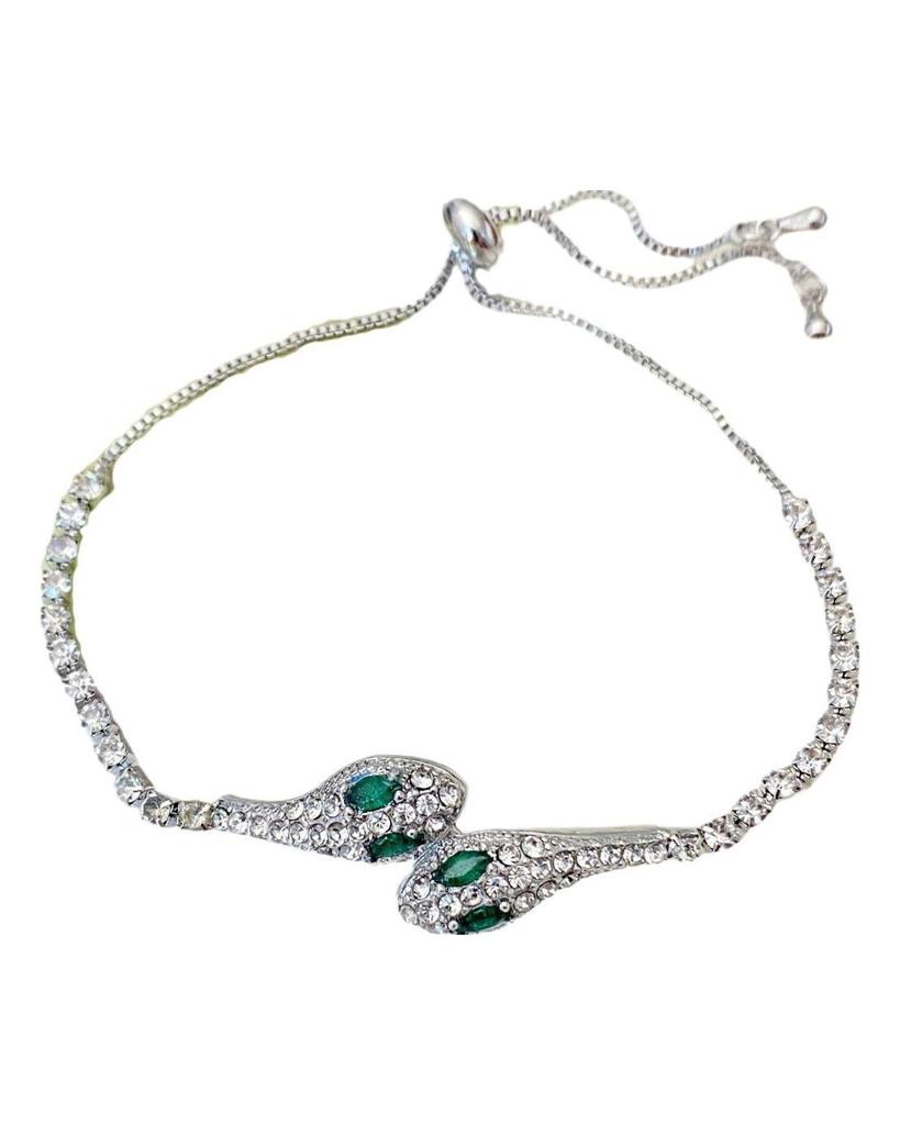 Elegancka bransoletka wąż o zielonych oczach dla kobiet - modna, lekka luksusowa, regulowana, nowy styl 2024