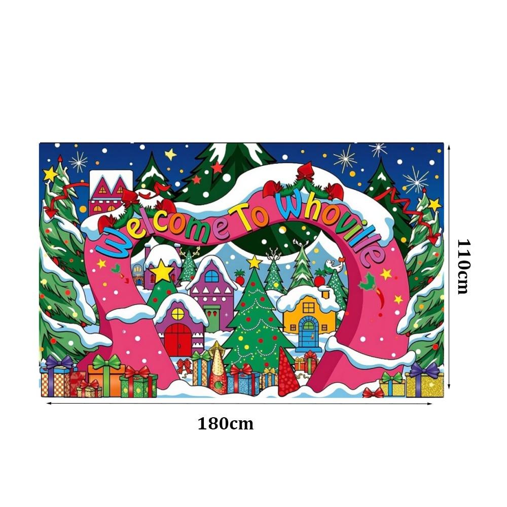 

Добро пожаловать в Whoville. Товары для украшения рождественской вечеринки. Фотореквизит 180*110 см. Фон с изображением зимней деревни для детей. Новый.