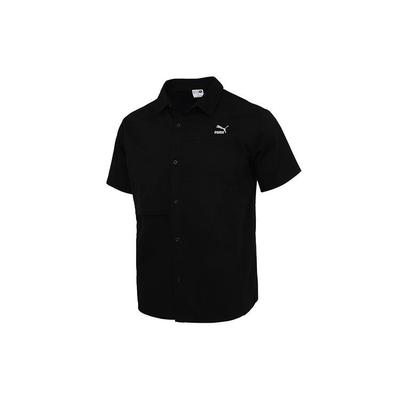 Solid Color Casual Sports Short Sleeve Shirt Men Tops Black 533739-01