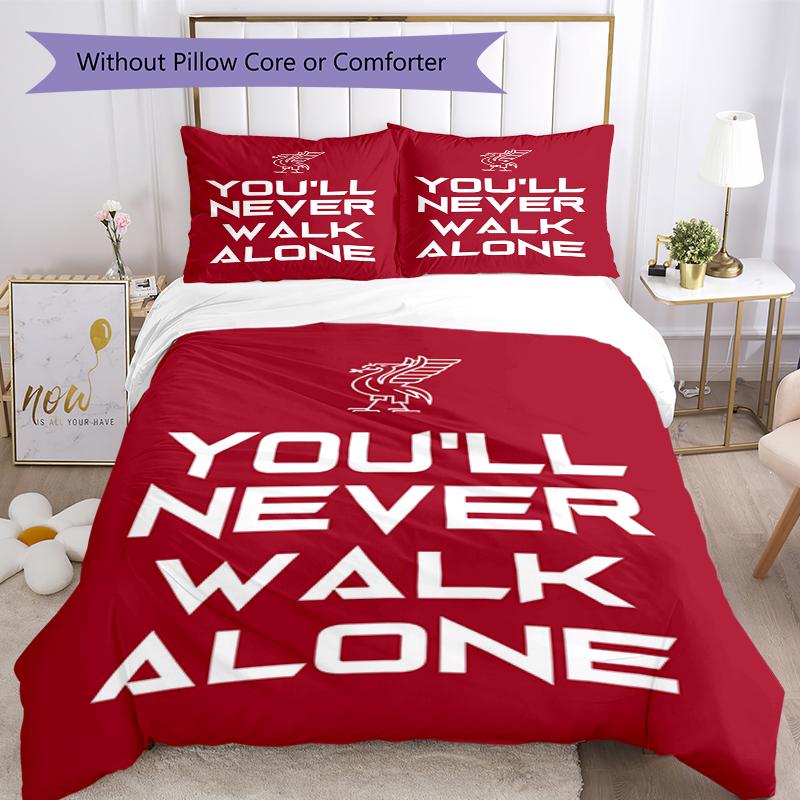 3pcs Liverpool Football Club Bedding Set Duvet Cover Closure Includes 1 Duvet Cover & 2 Pillowcases, Soft and Comfortable for All Seasons.