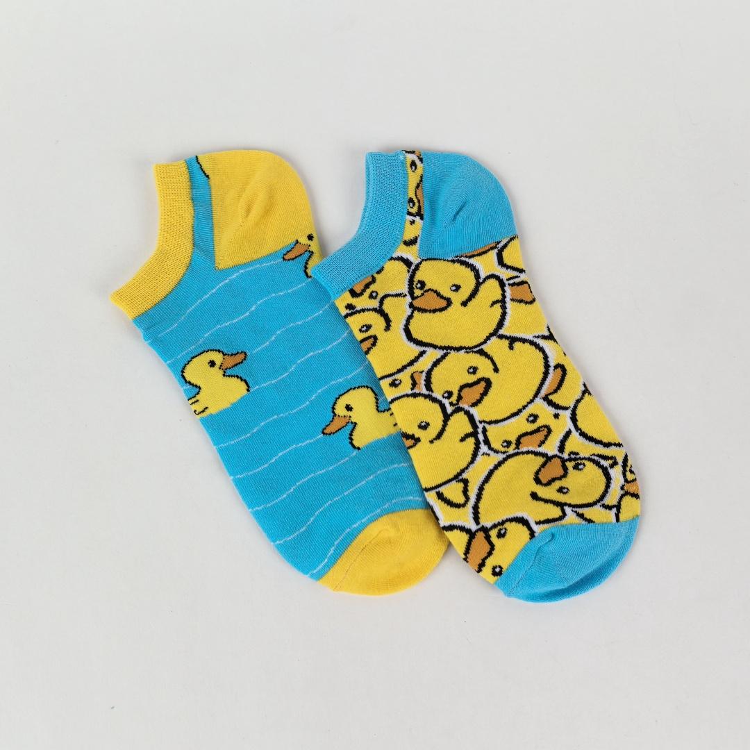 

1 пара женских мультяшных милых носков до щиколотки с дизайном утки, разноцветные, игривый стиль, мягкая дышащая ткань для повседневной носки One Size