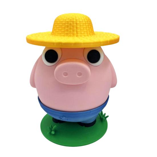 Yousheng Farmer Pig Coin Bank Funny Animal Money Box with Hat Novelty Coin Holder Large Slot Cartoon Piggy Bank for Easy Coin Saving